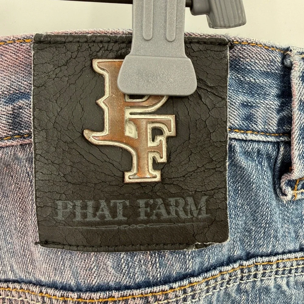 Vintage Phat Farm Baggy Jeans Mens‎ 40x26 Blue Purple Tint Y2K Streetwear Loose